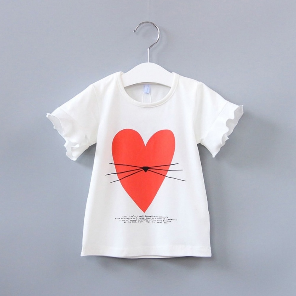 Little Girls Ruffle Short Sleeve Top White Tshirts